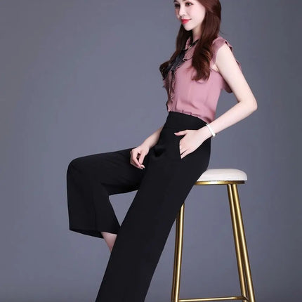 Office Lady All Season New All-match Woman Wide Leg Pants Oversize 6XL High Waist Elastic Solid Korean Fashion Straight Trousers