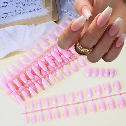 120pcs Pink Ombre Medium Coffin Press On Nails