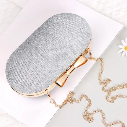 Wedding Bridal Clutch Handbag Women Evening Party Bag Chain Shoulder Bags Elegant Rhinestones Egg Shape Banquet Clutch Purse