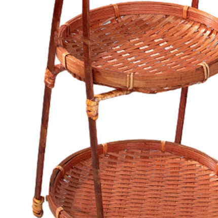 Bamboo Hand -Woven Fruit Plate Multi -Layer Refreshment Disk Display Shelf Bamboo Strip Basket Hotel Pastry Basket Fruit Plate