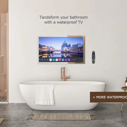 Soulaca 43inch Mirror TV Large Smart 4K Screen Vanishing IPX6 Waterproof for Bathroom SPA Google System WiFi Bluetooth
