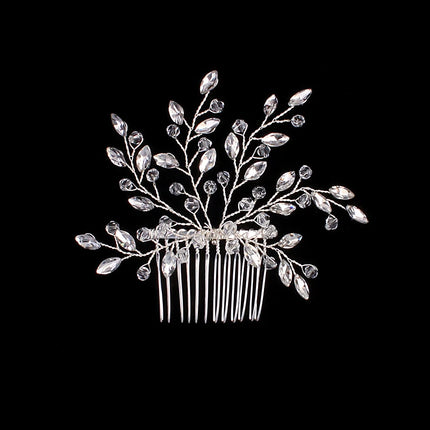 New Silver Alloy Hair Comb Handmade Pearls Rhinestones Fashion Metal Headpiece Elegant Hair Jewellery Accessory For Women