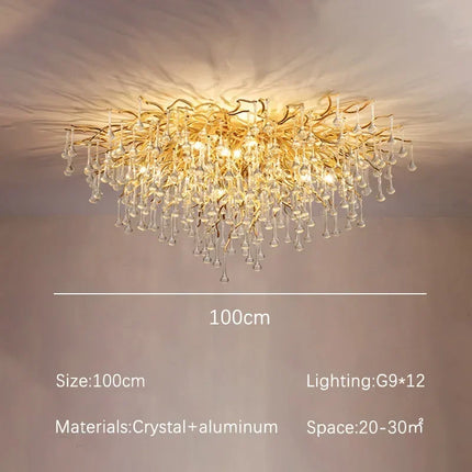 Gold ceiling light chandelier modern hotel bedroom dining room living room home interior glossy Led luxury chandelier
