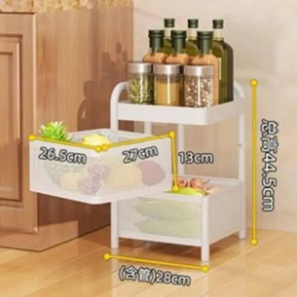 Household Floor Standing MultiLayer Storage Rack Removable Rotating Storage Cabinet Kitchen Vegetable Fruit Basket with Wheel