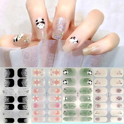 Panda Style Baking Free Gel 5D Nail Sticker Full Nail Self Adhesive Sticker