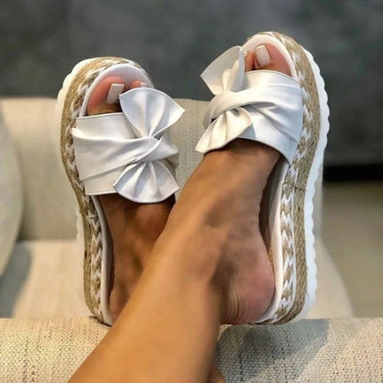 New Fashion Summer Popular Wedge Women's Sandals Cute Bow Decoration Comfortable Low Heel Women's Shoes Size35-43 Zapatos Mujer