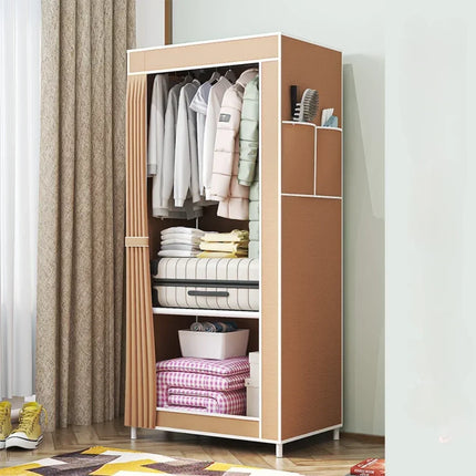 Fabric Wardrobes Easy To Assemble Simple Storage Cabinet Bedroom Dustproof Storage Wardrobe Multi-Layer Foldable Clothing Hanger