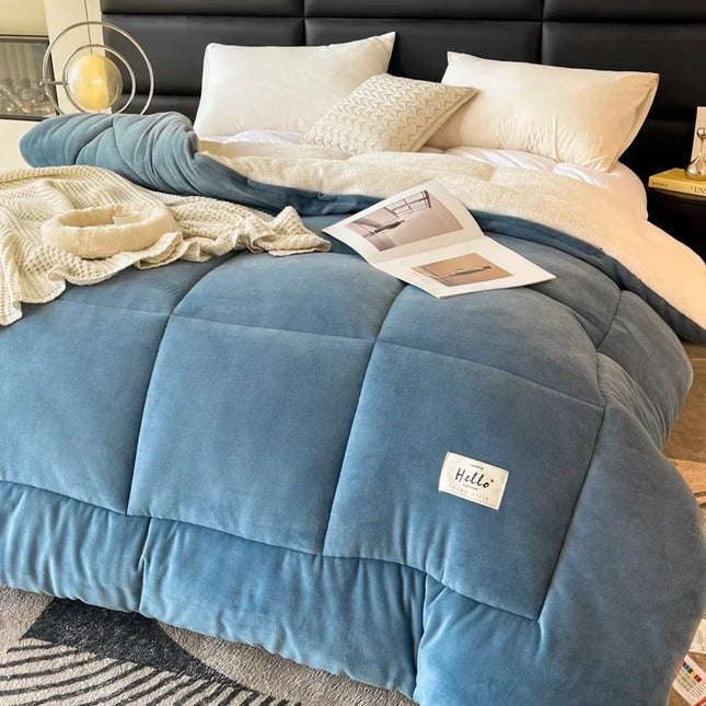 New Thicken Milk Fleece Winter Blanket Warm Artificial Lamb Cashmere Weighted Blankets for Bed Soft Warmth Comforter Duvet Core