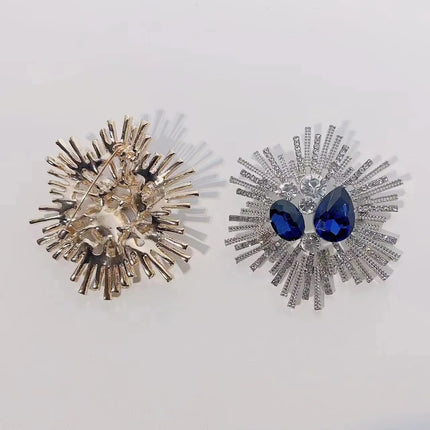 New Shiny Sun flower Brooches For Women Luxury Big Pearl Rhinestone Brooch Pins Jewelry Dress Suit Accessories Wedding Gifts