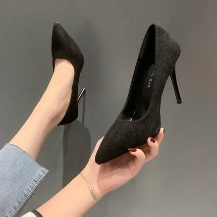 Women Pumps Sexy Suede Ponited Toes High Heels Fashion Office Stiletto Party Red Wedding Shoes Female Comfort Women Shoes
