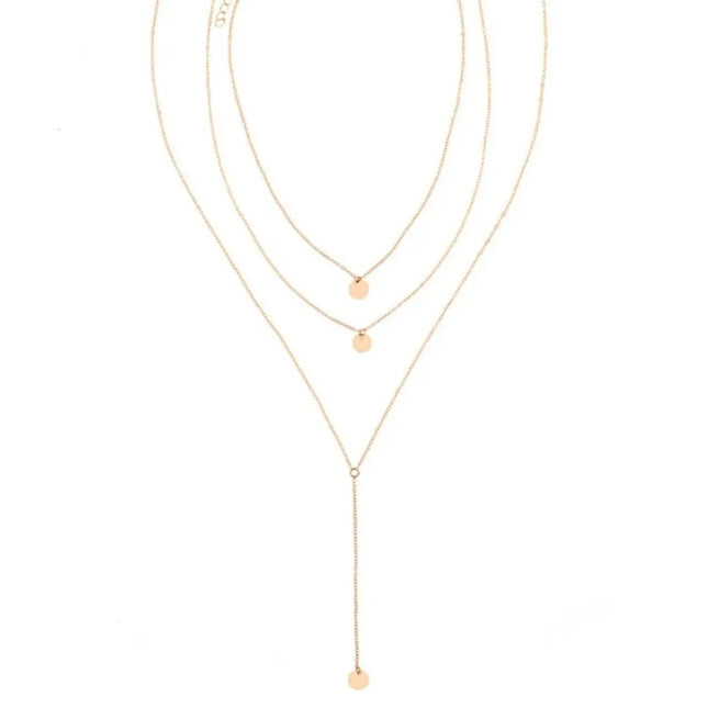 New Arrival 2024 Fashion Minimalist Round Disco Coin Chain Necklace Pendant Dainty Sequins Multi Layers Necklaces Women