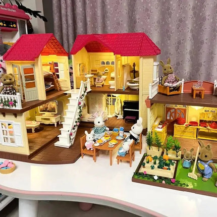 animal bunny bear koala families dollhouse garden farm bedroom kitchen