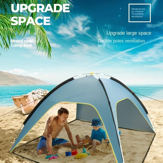 Beach tent sun and rain protection, quick opening construction, three ventilated and spacious outdoor camping tents