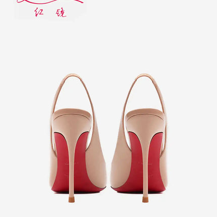 Heeled sandals Red Shiny Bottoms Naked color luxury Hollow
