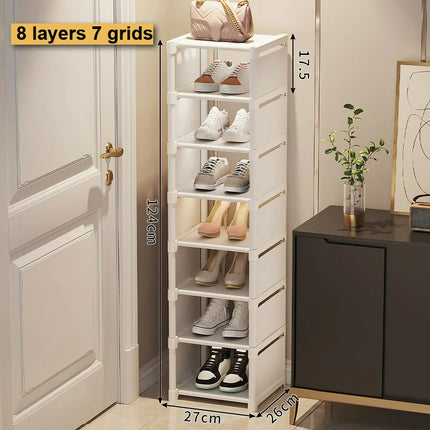 4-8 Layers Shoe Cabinet Adjustable Multi-Layer Storage Cabinet for Corner Entrance Organize Rack save space Shoe-shelf white