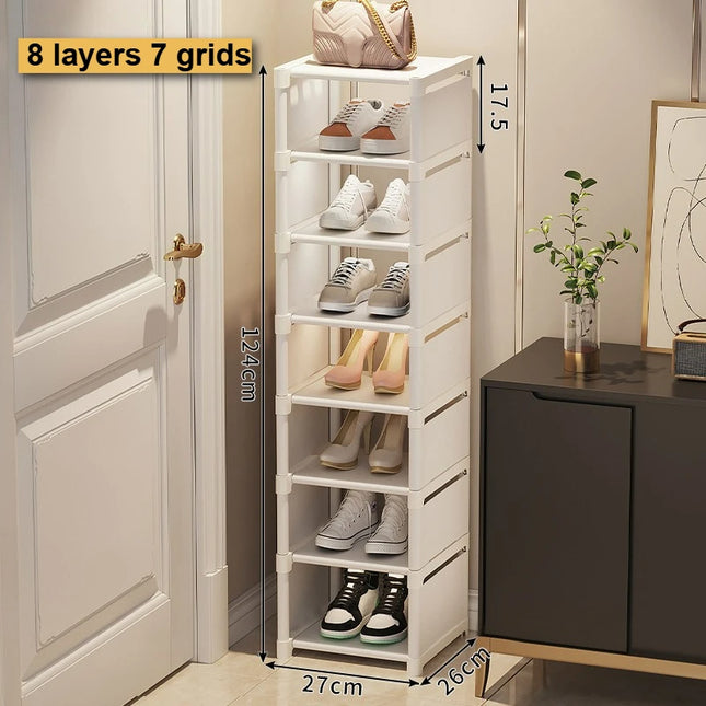 4-8 Layers Shoe Cabinet Adjustable Multi-Layer Storage Cabinet for Corner Entrance Organize Rack save space Shoe-shelf white