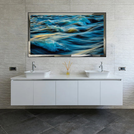 Soulaca 43inch Mirror TV Large Smart 4K Screen Vanishing IPX6 Waterproof for Bathroom SPA Google System WiFi Bluetooth