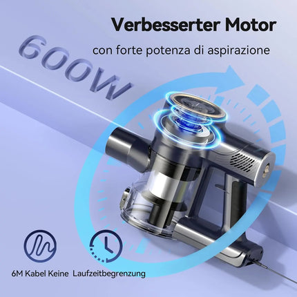Vacuum Cleaner, 600W 23KPa Stick Vacuum, Free-Stand 6 in 1 Handheld Vacuum Cleaner