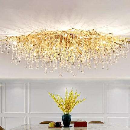 Gold ceiling light chandelier modern hotel bedroom dining room living room home interior glossy Led luxury chandelier