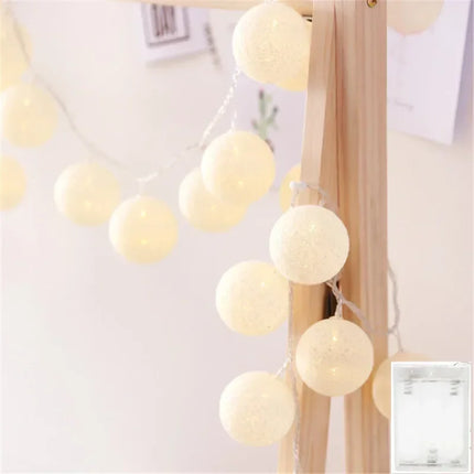LED Cotton Balls String Lights Battery or USB Powered Fairy Garland Lighting Strings Christmas Holiday Wedding Party Decoration