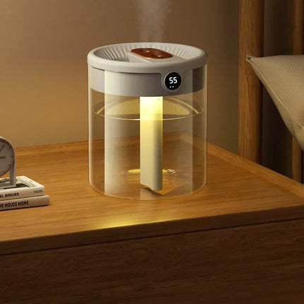 New 2L Double Spray Humidifier Atomizer Usb Large Capacity Home Mute Bedroom Office Night Light Digital Display Humidifier