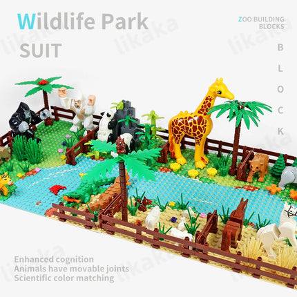 Zoo Animals Building Blocks Toys Set for Kids Montessori Gift Compatible Classic Blocks City Friends Wild Animals