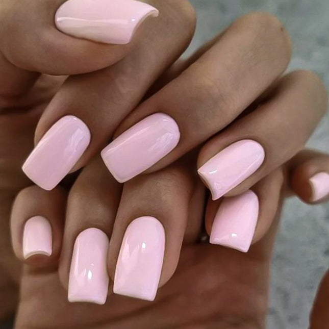 100Pcs Light Pink Press on Nails Short Medium Square