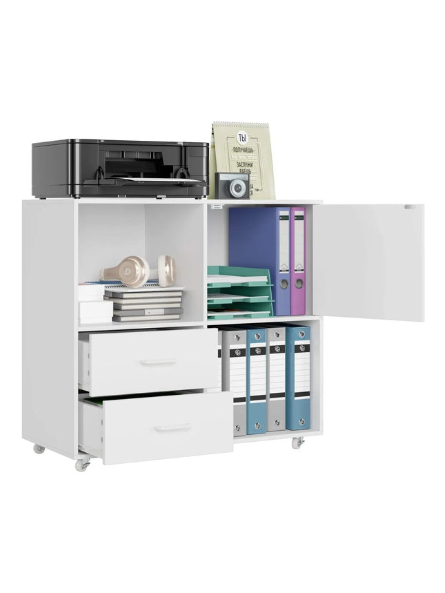 Roll Container Office wardrobe with Rolls and Drawers, File wardrobe White Documents A4 Paper Letter Format