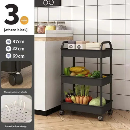 Multi-level Stroller Storage Rack for Kitchen Bedroom Bathroom Mobile Toilet Floor-to-ceiling Organizer with Snacks Holder