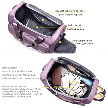 Carry On Travel Bag Large Capacity Weekender Overnight Duffle Bags with Shoe Compartment Sports Fitness Bags for Women