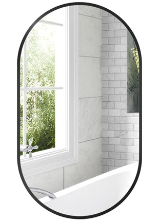 HOMCOM 40x70 cm oval bathroom mirror with black living room aluminum frame
