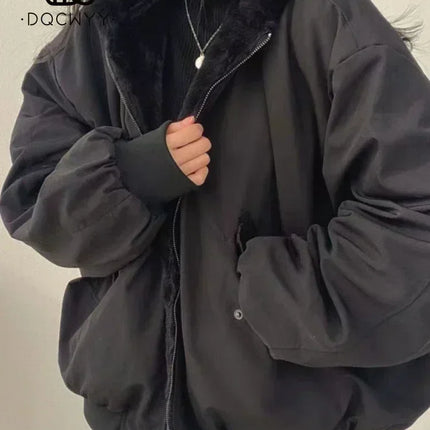 New Jackets for Women Thick Warm Parkas Oversized Double Sided Hooded Coat Korean Fashion Casual Loose Zip Up Jackets Coat Women