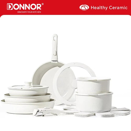 17pcs Pots and Pans Set Nonstick Cookware Set with Detachable Handle Induction Kitchen