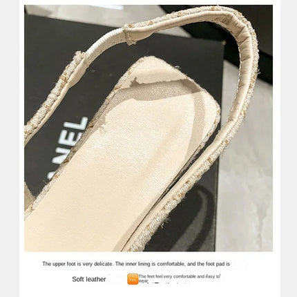 Sea Salt Blue Pointed High Heel Sandals for Women Back Hollow Half Headed Single Shoes Fashion Versatile Casual Shoes