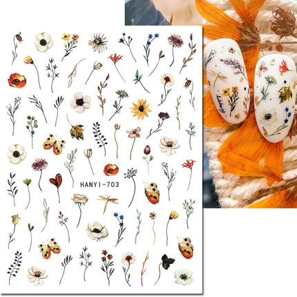 3d Nail Art Decals Elegant White RoyalBlue Roses Flowers