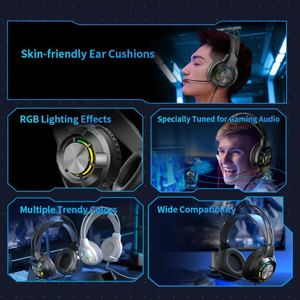 Gaming Headset Noise Reduction Over-The-Ear Waterproof Portable Audio Plastic Material for Gaming Enthusiasts