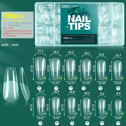 NAILPOP Soft Gel Nail Tips 600PCS Pre-Buff Full Cover