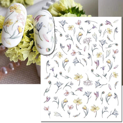 3d Nail Art Decals Elegant White RoyalBlue Roses Flowers