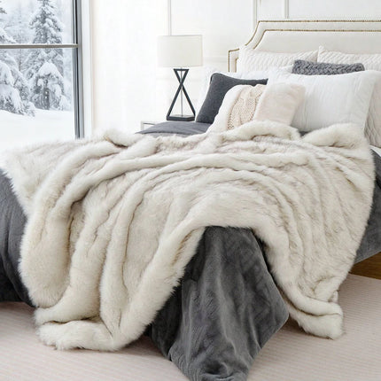 Blanket Plaid Throw for Sofa Luxury Fox Fur Throw Blanket Winter Warm Fluffy Soft Blankets