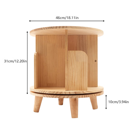 360 Rotating Wooden Bookshelf Livingroom Storage Rack Floor Standing Bookcase for Kids&Adults