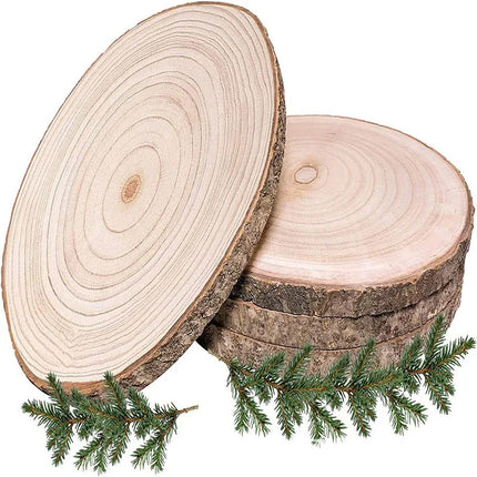 DIY Natural Wood Slices with Tree Rings Round Craft Board for Clay Crafts Base - Paulownia Wood Tray