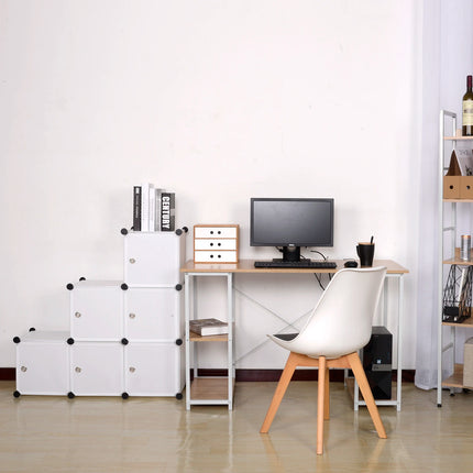 WOLTU DIY Wardrobe Plastic Storage Shelf 6 Compartments Bookcase with Door Storage Box Organizer Closet Cabinet for Bedroom