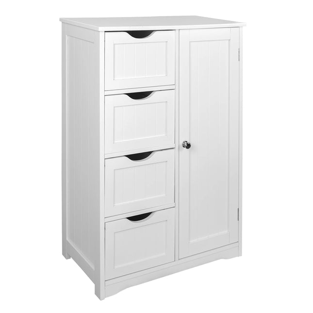 WOLTU Bathroom Cabinet Tall Bathroom Shelf with 4 Drawers Corner Storage Cabinet Bedside Table Toilet Bathroom Furniture