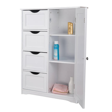 WOLTU Bathroom Cabinet Tall Bathroom Shelf with 4 Drawers Corner Storage Cabinet Bedside Table Toilet Bathroom Furniture