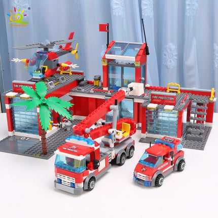 774pcs City Fire Station Model Building Blocks Boys Firefighter Truck Educational