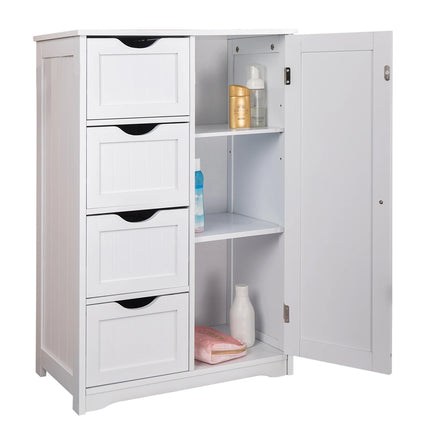 WOLTU Bathroom Cabinet Tall Bathroom Shelf with 4 Drawers Corner Storage Cabinet Bedside Table Toilet Bathroom Furniture