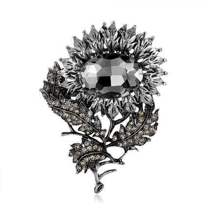 Fashion Alloy Rhinestone Sunflower Brooch