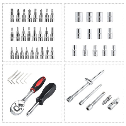172pcs Socket Wrench Set Ratchet Wrench Toolbox Chrome Vanadium Steel Ratchet Wrench Tool Screwdriver Wrench Batch Nut Set
