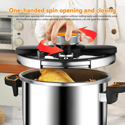 Stainless Steel Pressure Cooker, for Gas & Induction Cooktops, Safe Explosion-Proof Valve