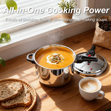 28cm/ 30cm/ 32cm Stainless Steel Pressure Cooker - Heat-Resistant Handle & Safety Valve